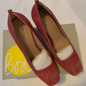 Boden Dark Blush Suede Chunky Heel